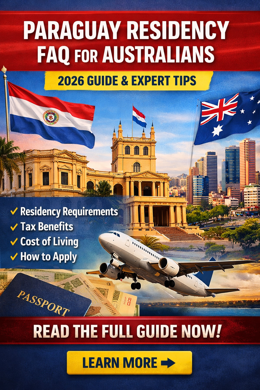 Guide to Paraguay residency for Australians – immigration process, tax advantages and lifestyle in Asunción. Title attribute How Australians Can Get Paraguay Residency in 202