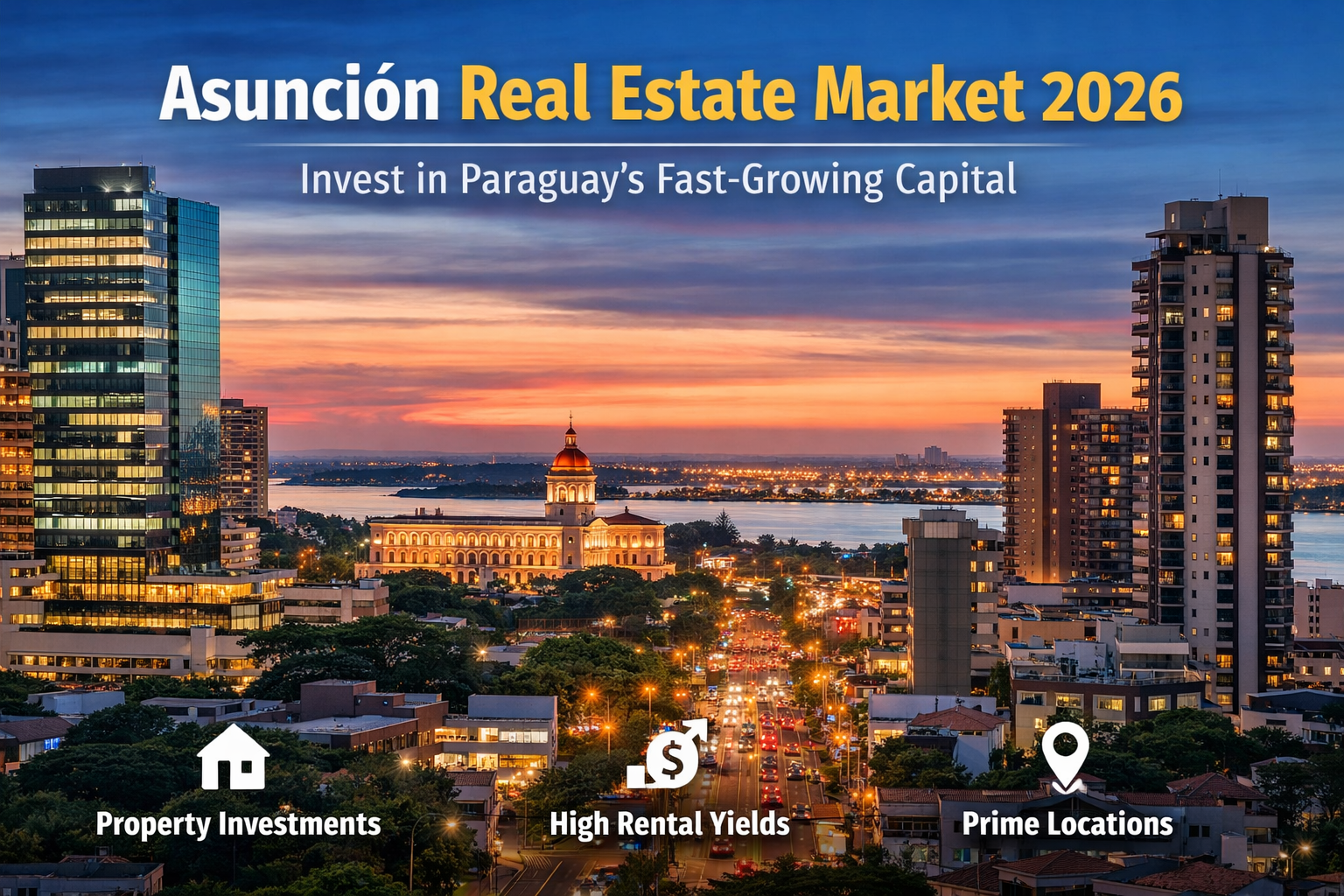 Asunción real estate market 2026 skyline with modern buildings and Paraguay property investment opportunities